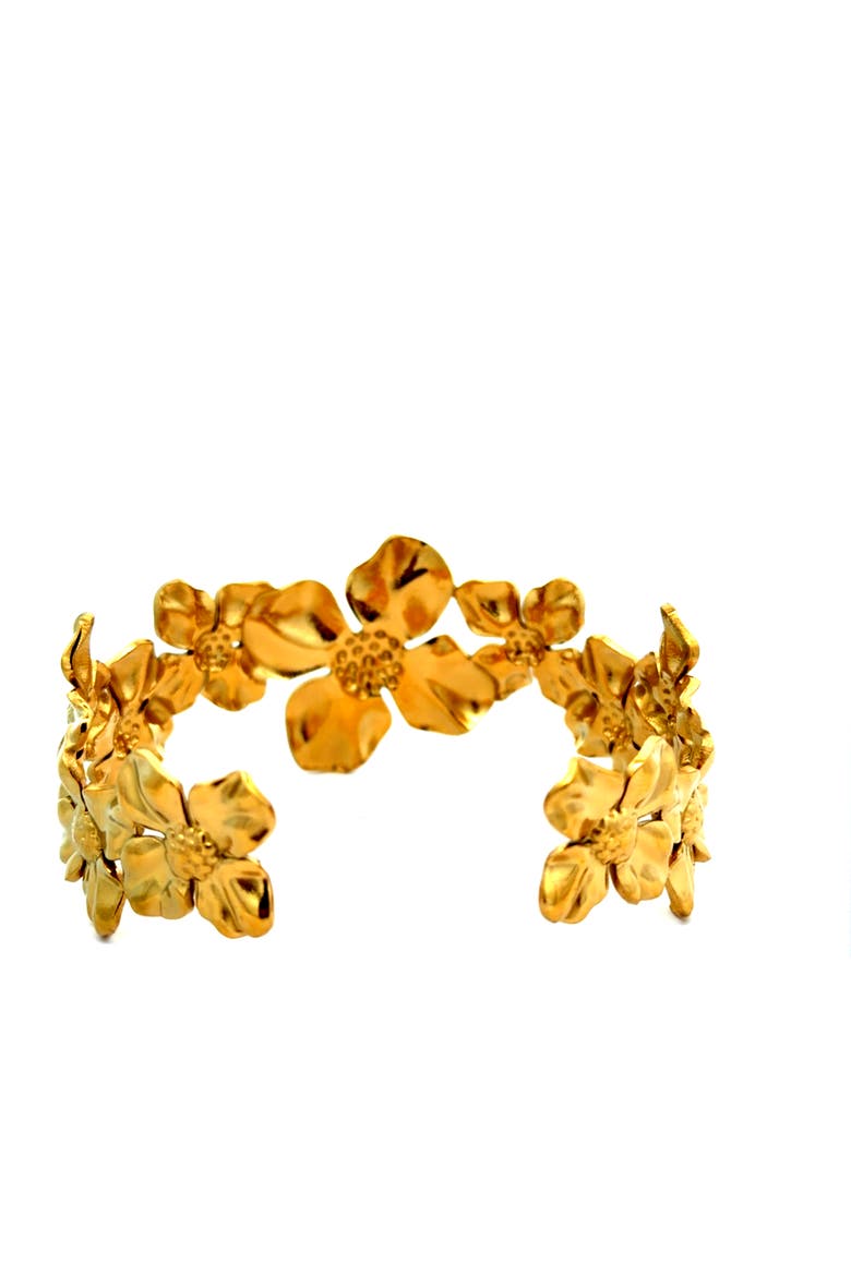 Floral Bangle Bracelet, Alternate, color, Gold Floral