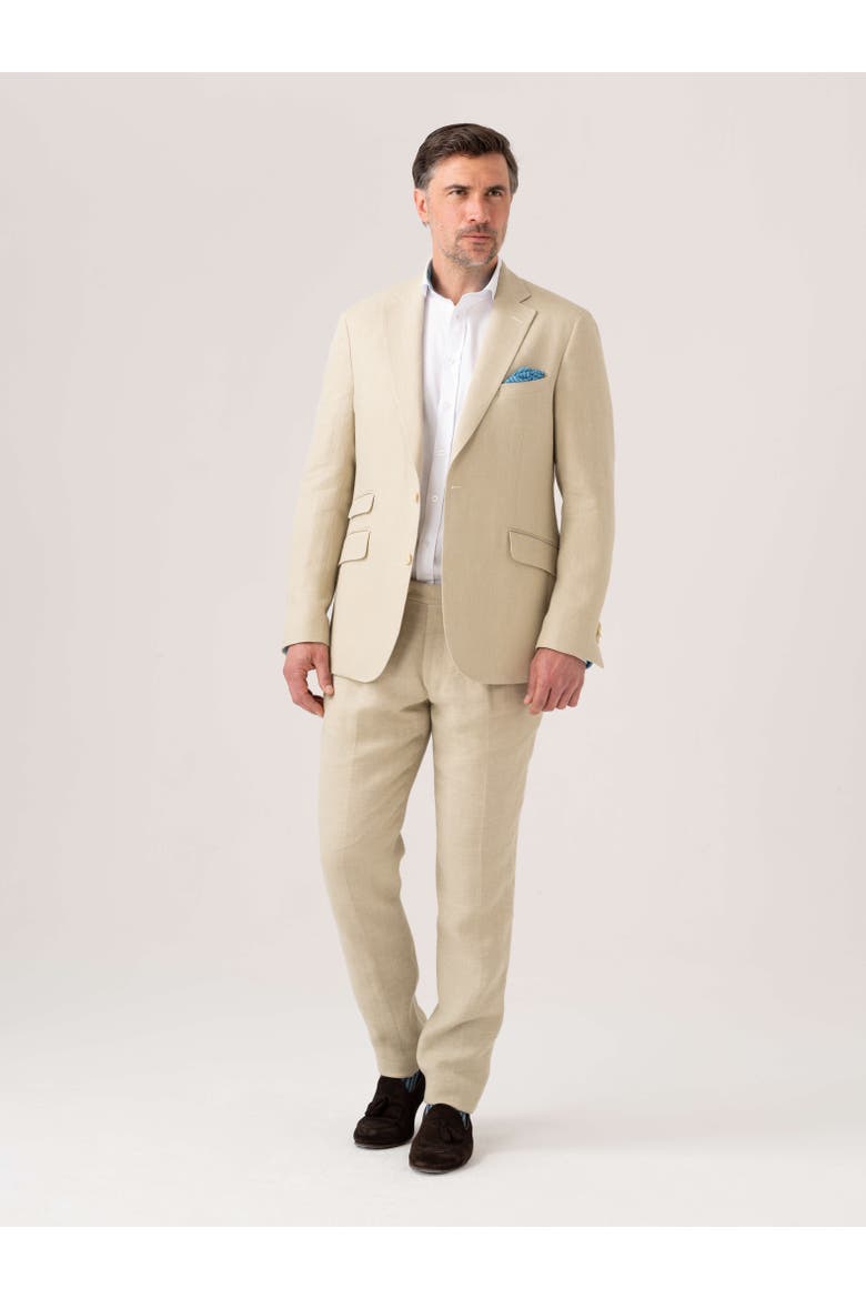 Linen Blend Blazer, Alternate, color, Beige