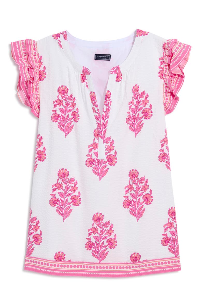 Adare Floral Double Ruffle Sleeve Top, Alternate, color, FLORAL WHITE CAP