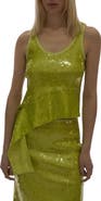 Helmut Lang Sequin Side Drape Tank