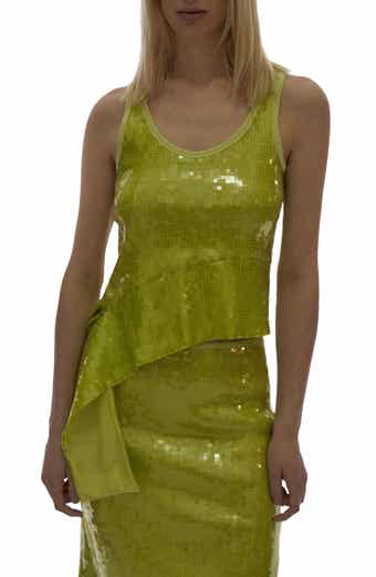 Helmut Lang Sequin Side Drape Tank