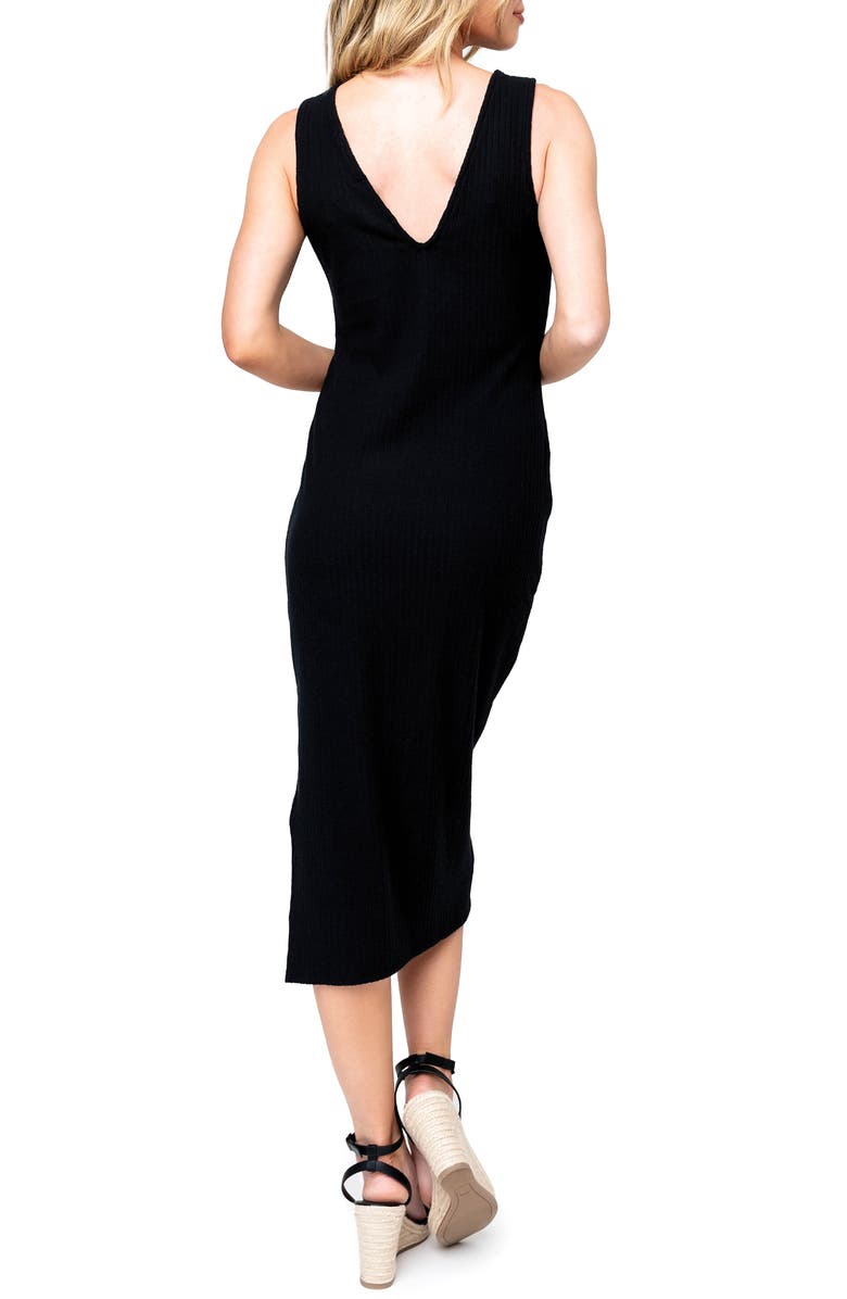 GIBSONLOOK Rib V-Back Midi Dress, Alternate, color, 