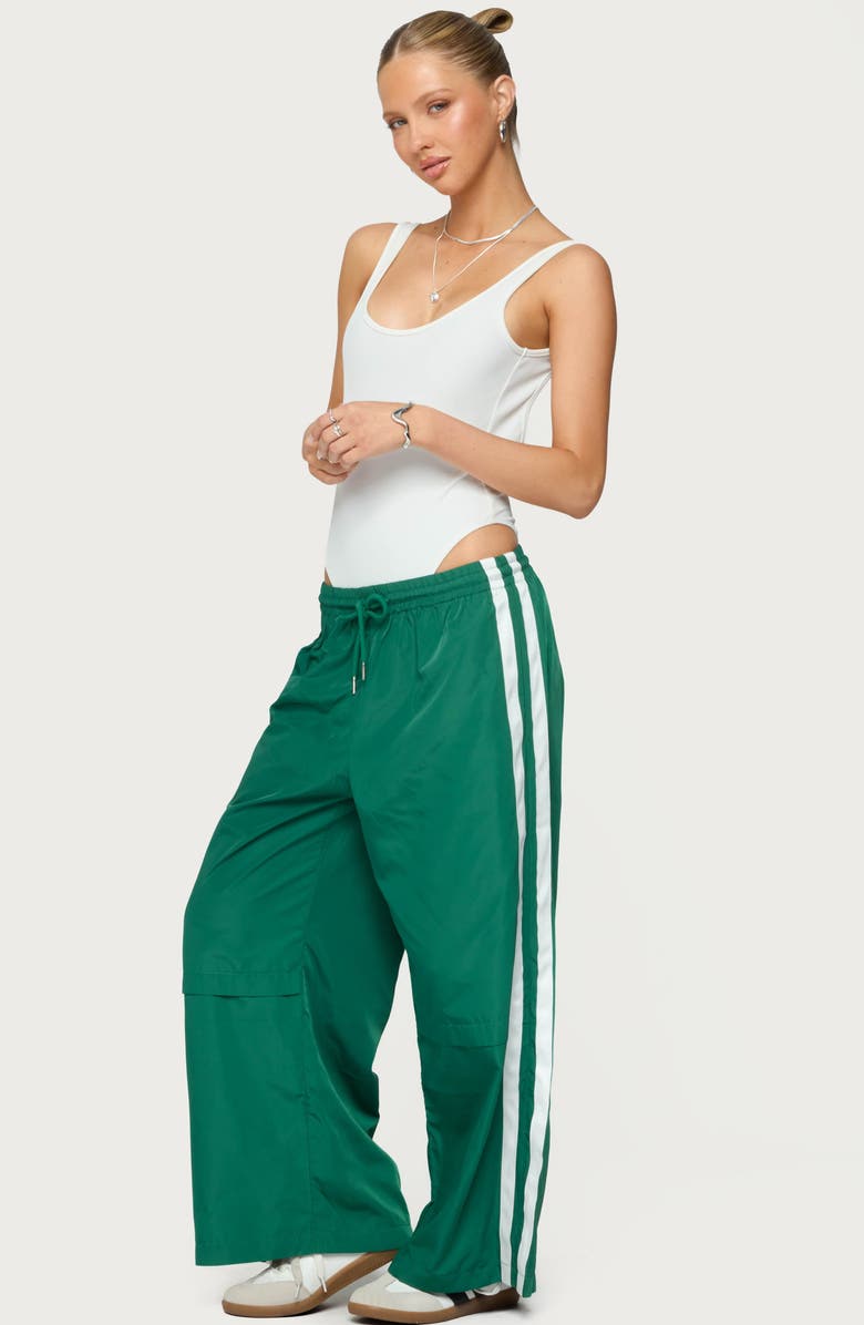 EDIKTED Petite Fauna Relaxed Fit Track Pants, Alternate, color, Green