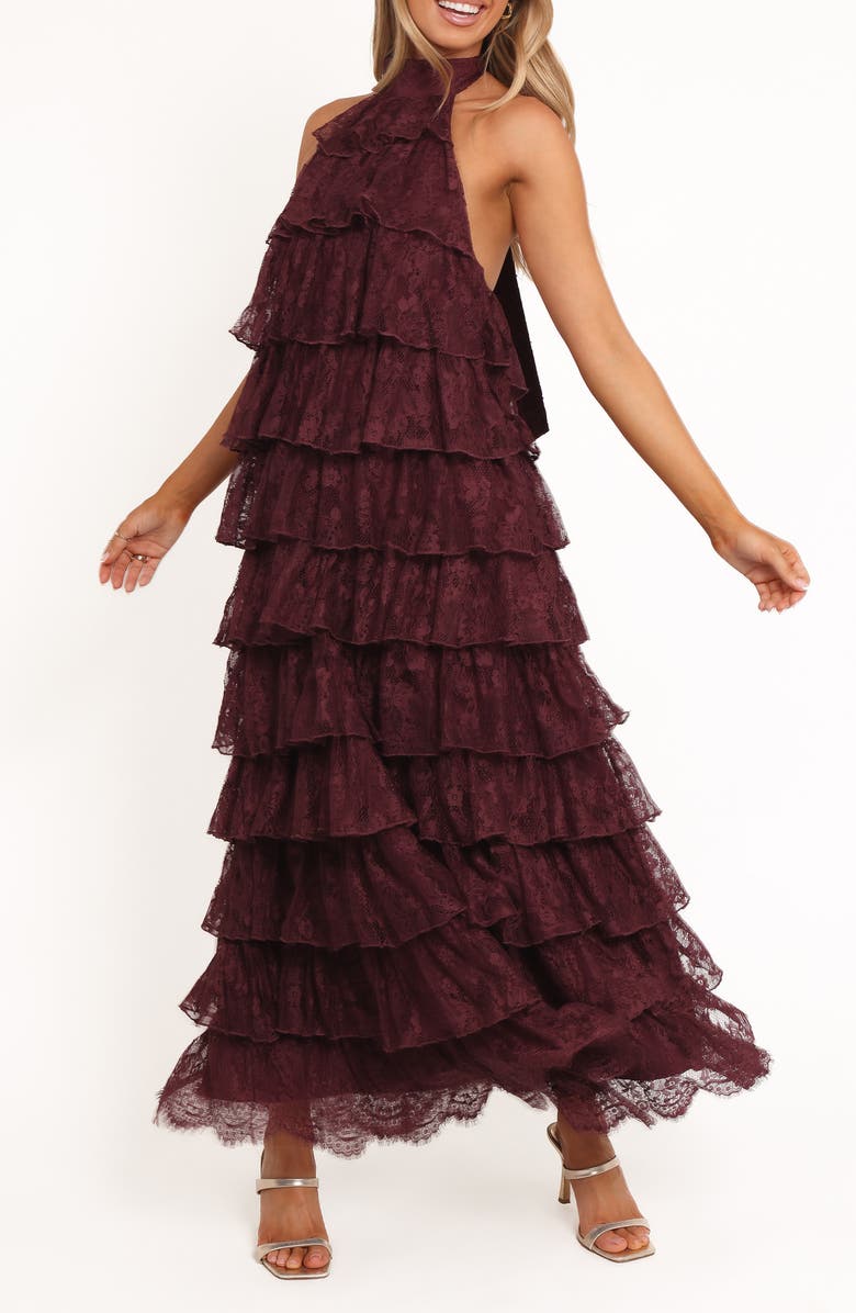 Petal & Pup Zoella Ruffle Tiered Maxi Dress, Alternate, color, Cherry Lace