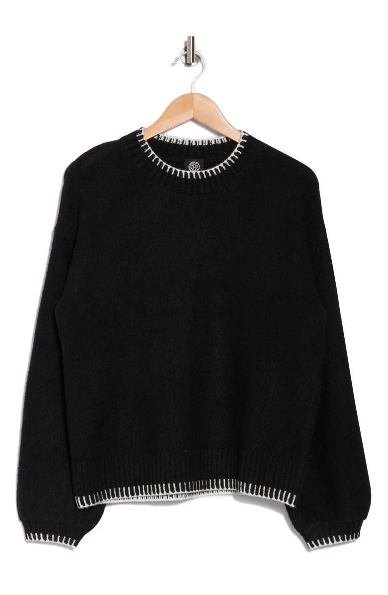 Bobeau Whipstitched Crewneck Sweater, Alternate, color, 