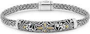 DEVATA Bali Filigree with Dragon Bone Chain Bracelet in Sterling Silver and 18K Gold, 5mm