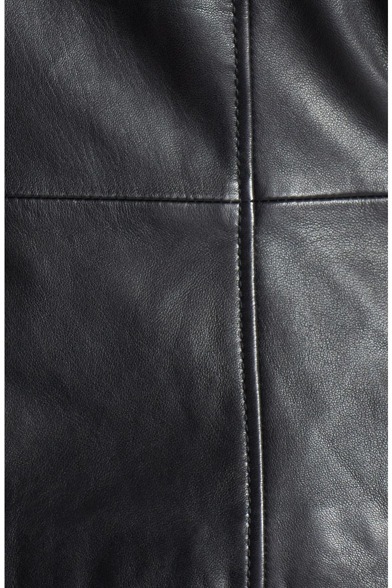 Waterfall Front Leather Jacket, Alternate, color, BLACK