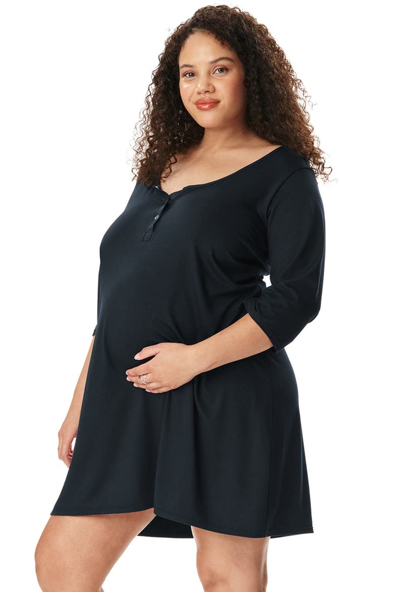 Motherhood Women's Maternity Sleep Henely Nightgown with Nursing Access, Alternate, color, Core Black