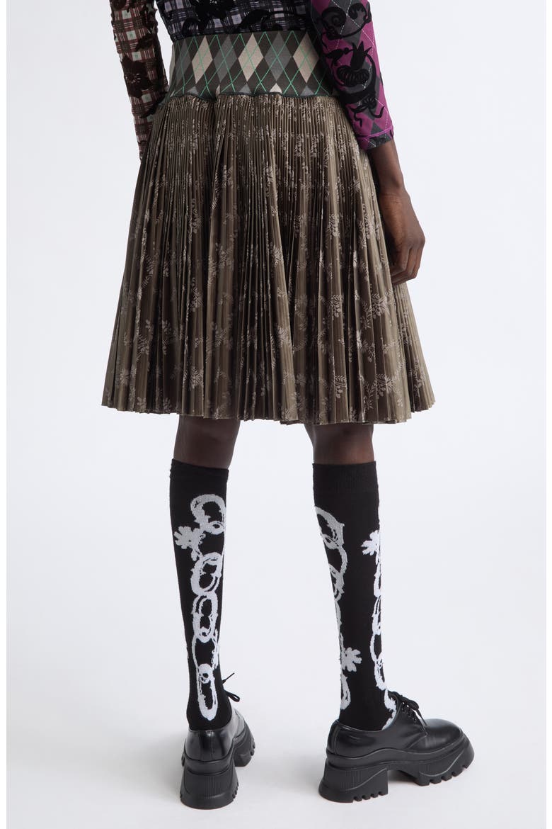 Crescent Pleated Midi Skirt, Alternate, color, BROWN