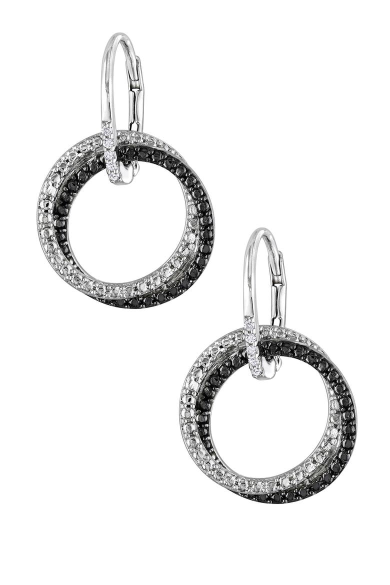 Two-Tone Diamond Circle Drop Earrings, Main, color, BLACK