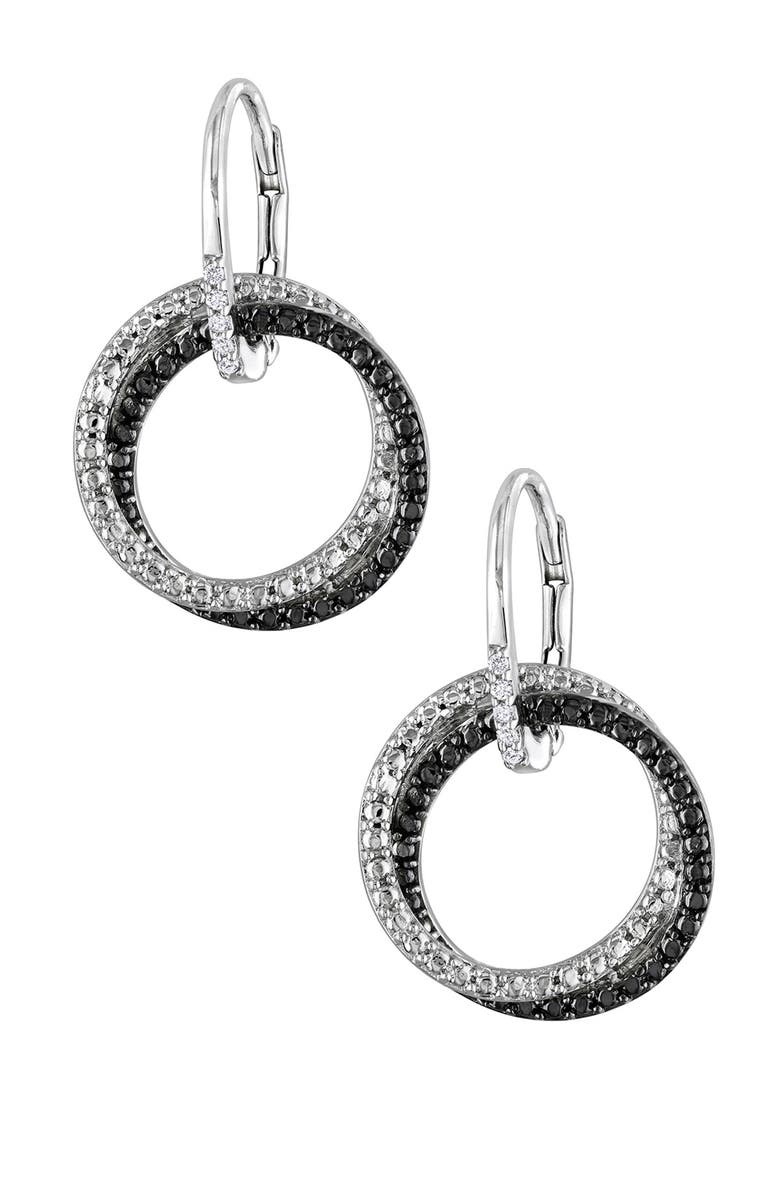DELMAR Two-Tone Diamond Circle Drop Earrings, Main, color, Black