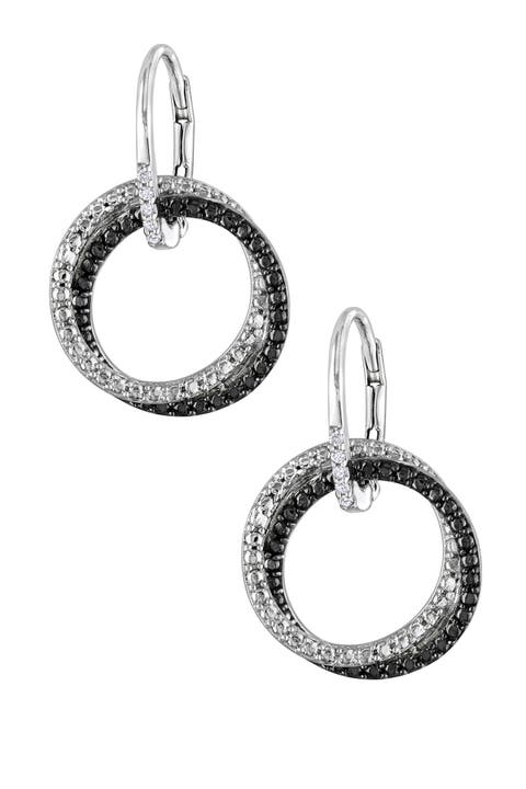 Two-Tone Diamond Circle Drop Earrings