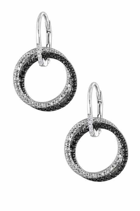 Two-Tone Diamond Circle Drop Earrings