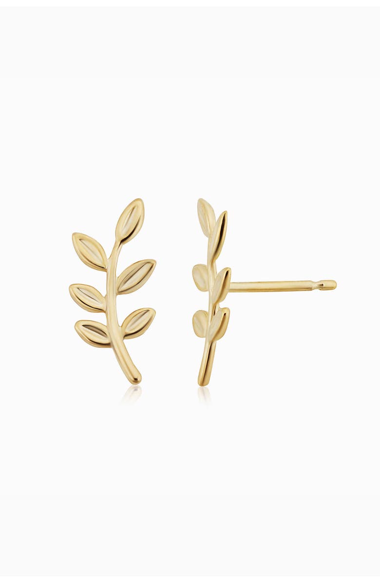 Oradina 14K Yellow Gold Peace and Love Studs, Alternate, color, Yellow Gold