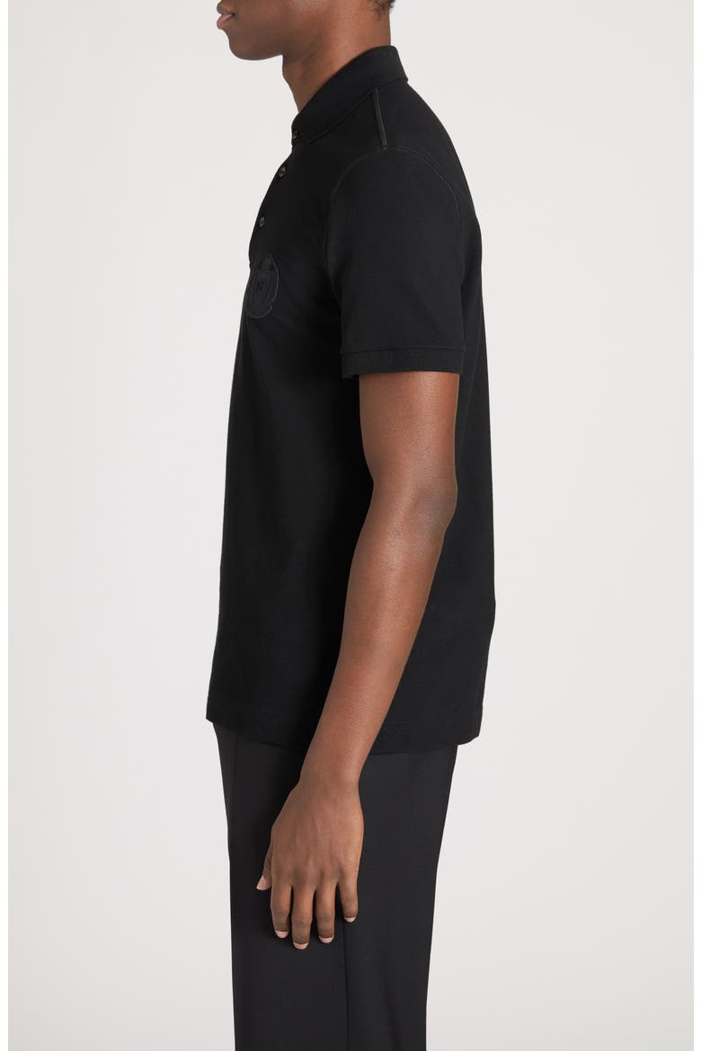 Logo Crest Cotton Piqué Knit Polo, Alternate, color, N0000 NERO