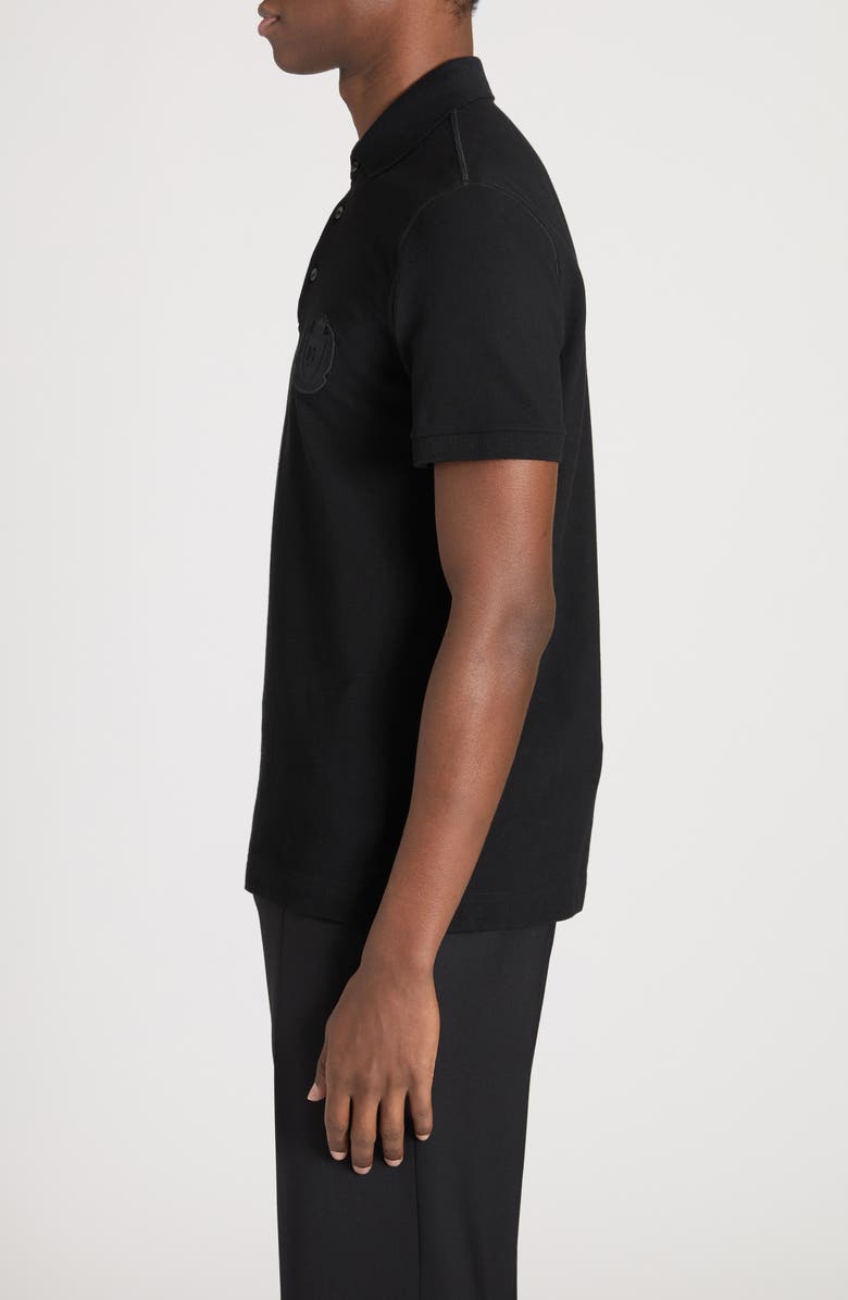 Dolce&Gabbana Logo Crest Cotton Piqué Knit Polo, Alternate, color, N0000 Nero