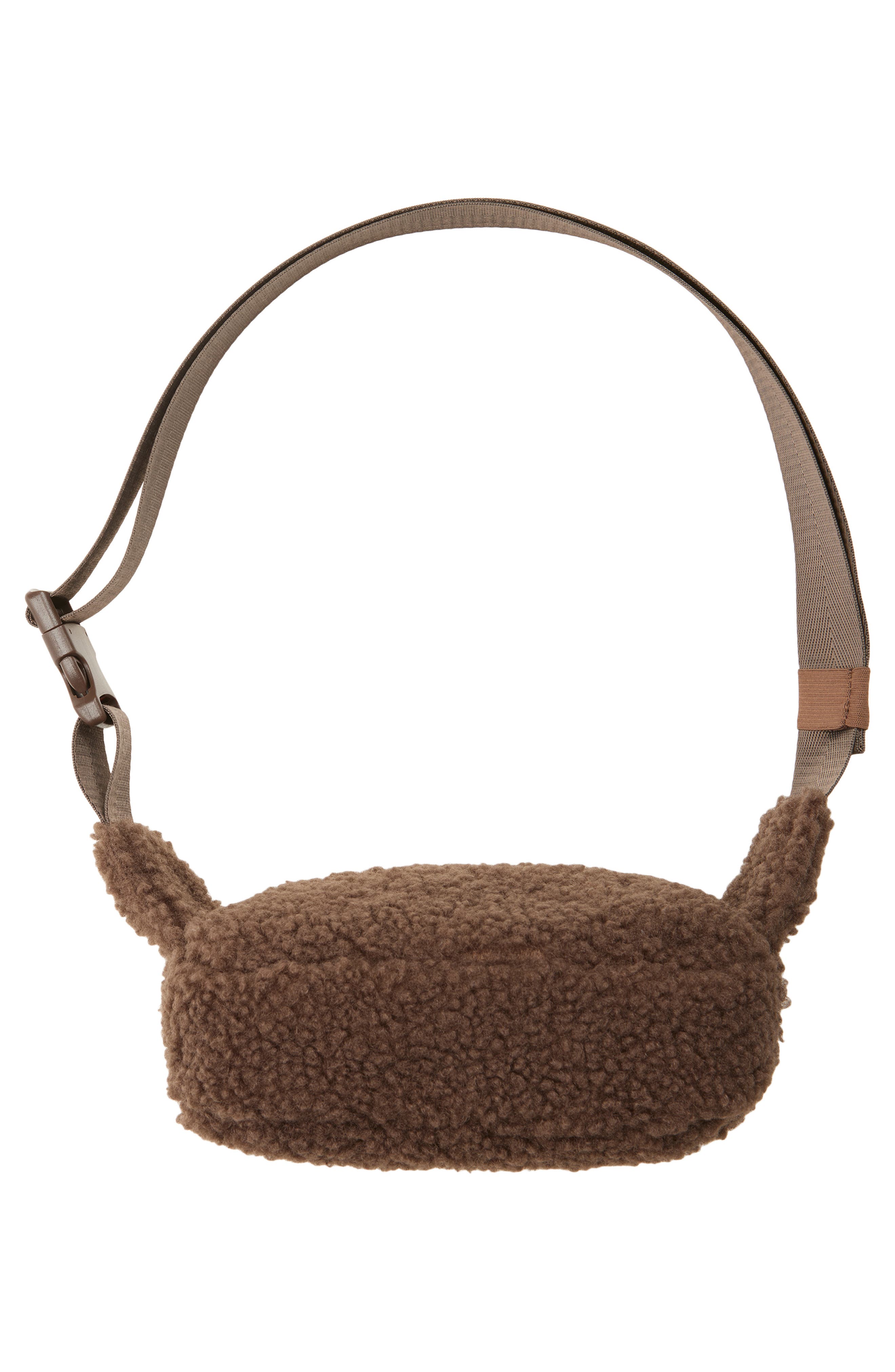 Zella Faux Shearling Crossbody, Alternate, color, Brown Mole