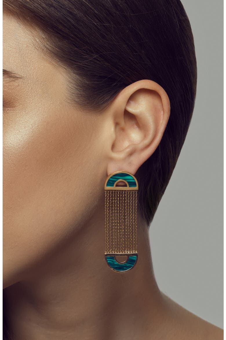 Malachite Drop Earrings, Alternate, color, GREEN