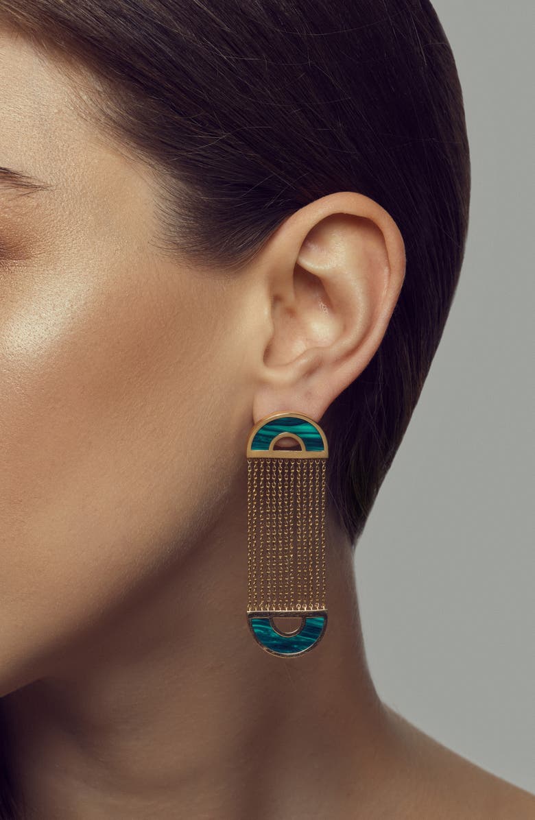 NeverNoT Malachite Drop Earrings, Alternate, color,