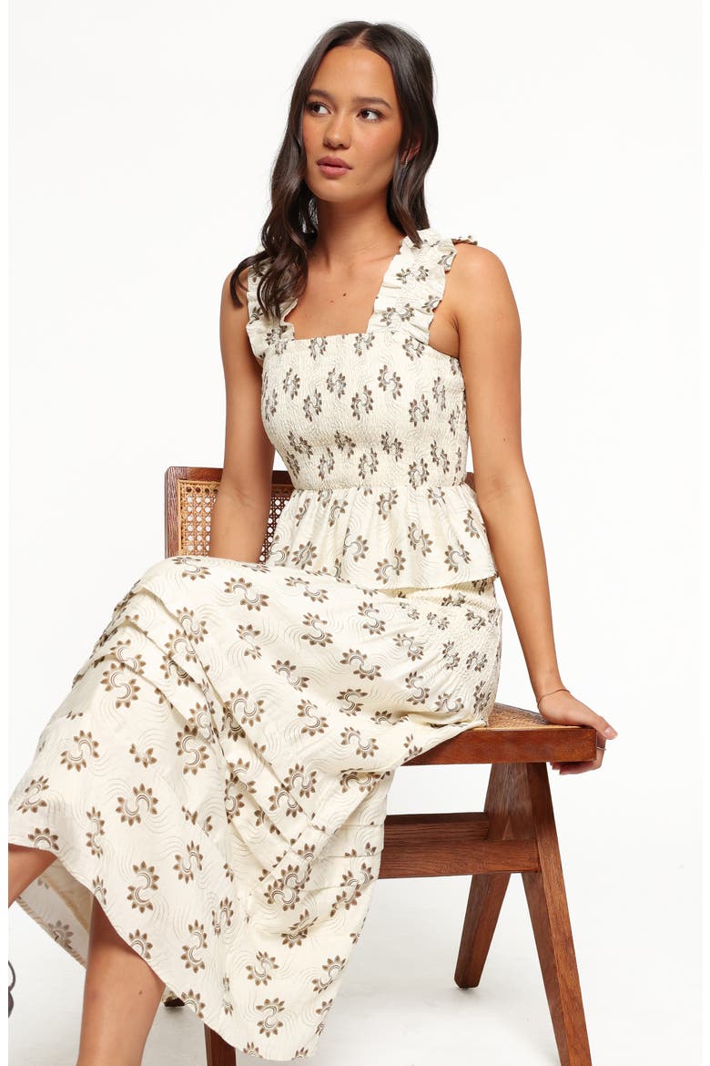 Sofia Peplum Top & Tiered Skirt Set, Alternate, color, CREAM