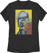 Star Wars: The Mandalorian and Grogu Women's Star Wars The Mandalorian and Grogu Retro Animated The Child Art Graphic T-Shirt