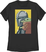 Star Wars: The Mandalorian and Grogu Women's Star Wars The Mandalorian and Grogu Retro Animated The Child Art Graphic T-Shirt