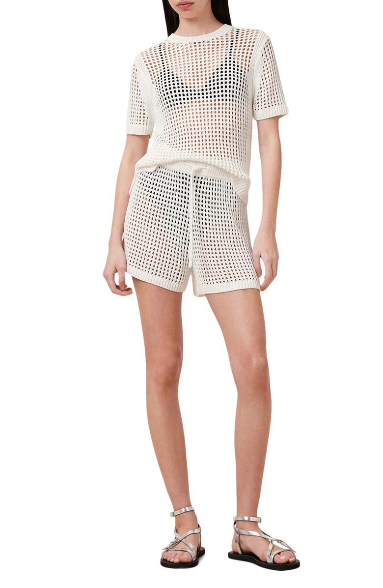 AllSaints Paloma Open Stitch Short Sleeve Sweater, Alternate, color, Chalk White