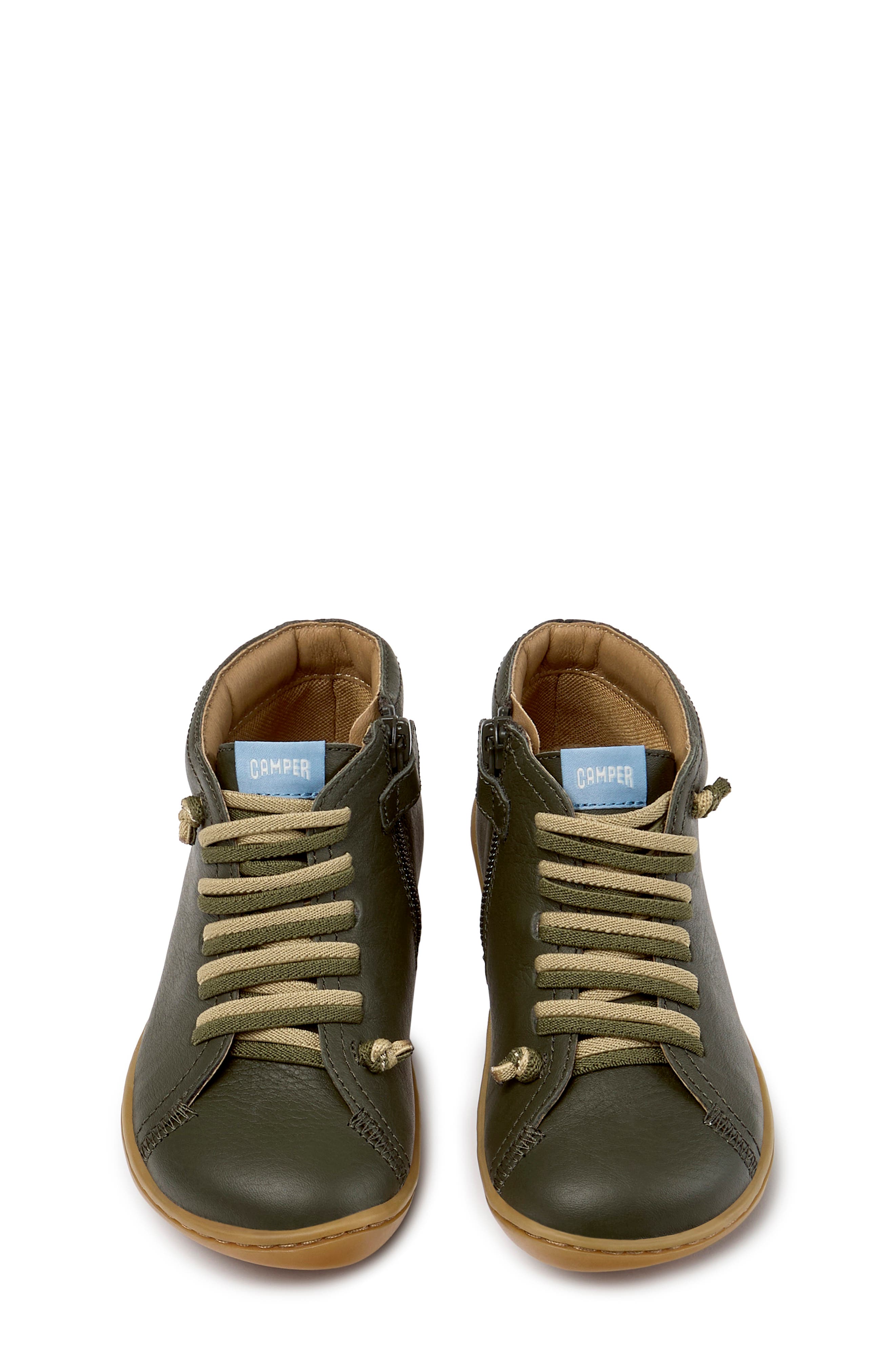 Kids' Peu Cami Leather Bootie, Alternate, color, DARK GREEN