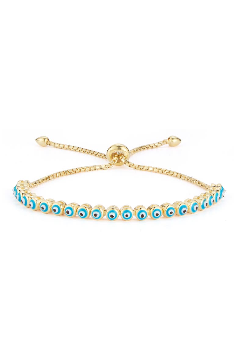 Enamel Evil Eye Slider Bracelet, Main, color, GOLD
