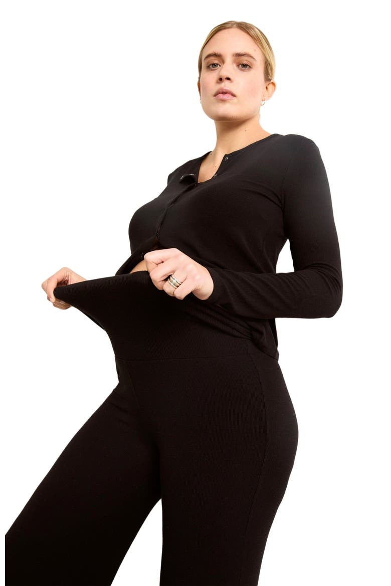 The Softest Rib Over Under Relaxed Pant, Main, color, Black