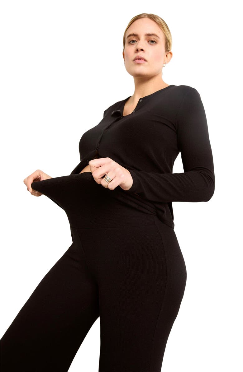 HATCH Collection The Softest Rib Over Under Relaxed Pant, Main, color, Black