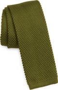 CLIFTON WILSON Olive Green Knit Silk Tie