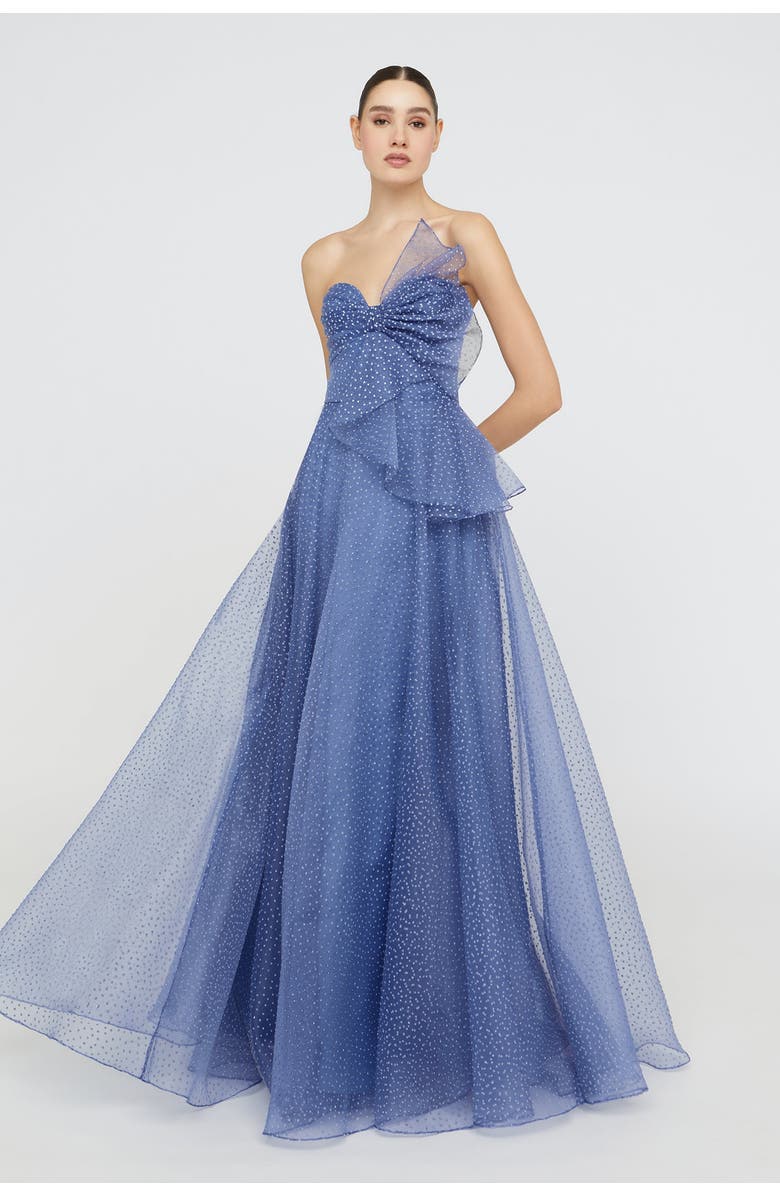 Theia Joanna Bow Bodice Gown, Alternate, color, Periwinkle