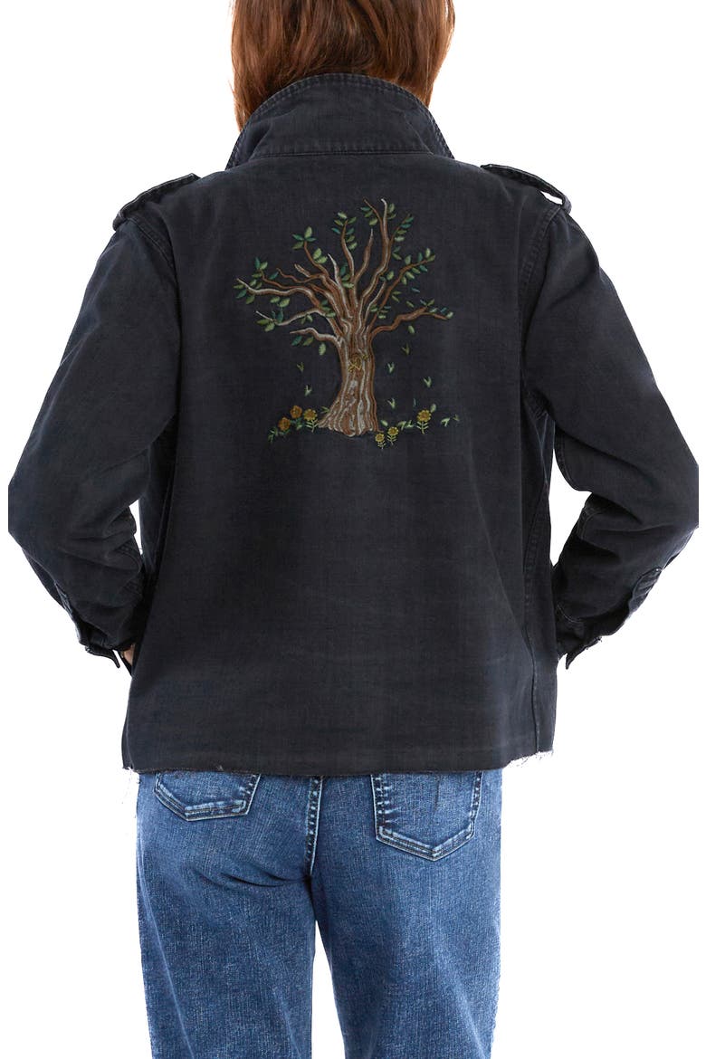 Tree Power Embroidered Jacket, Alternate, color, ALMOST BLACK