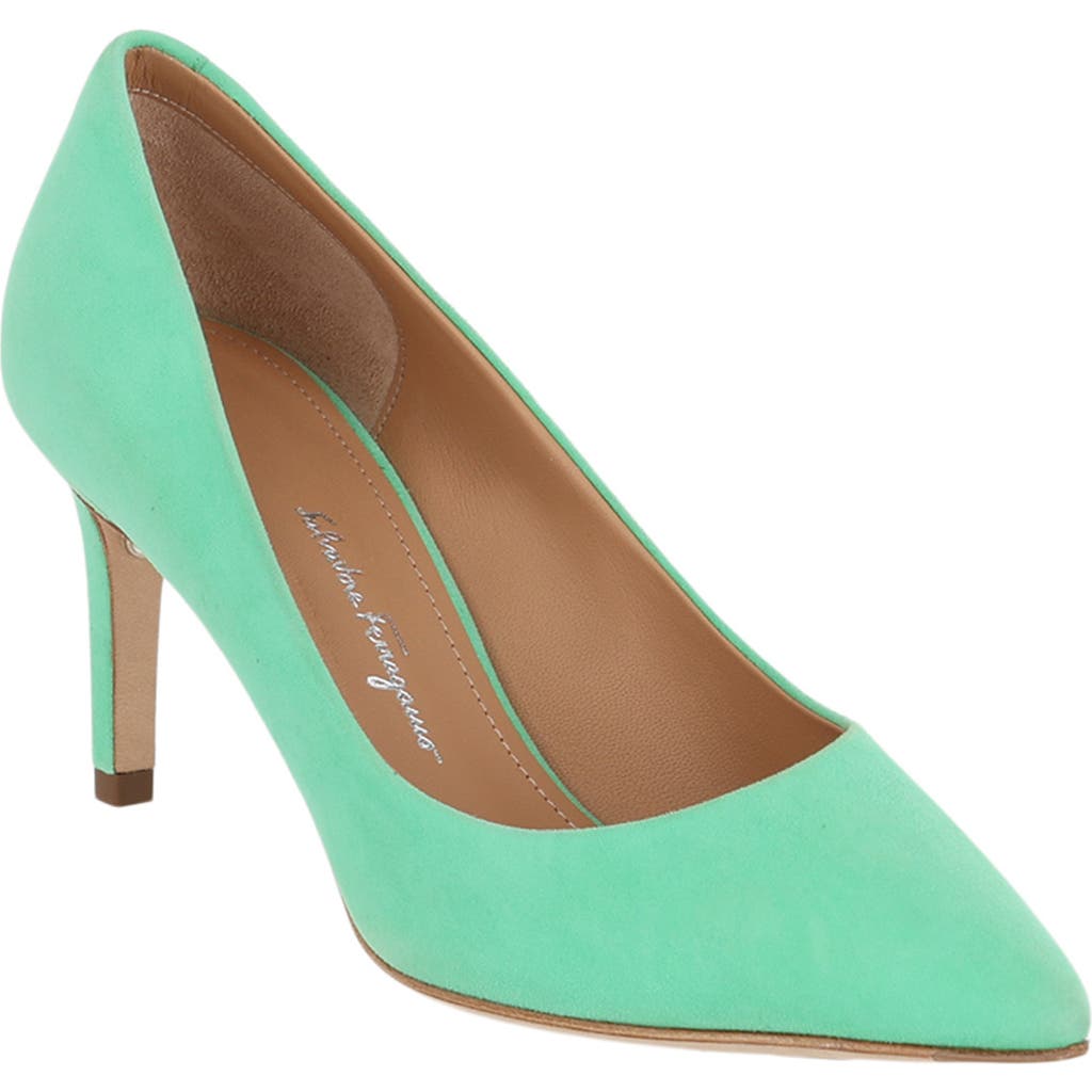 Ferragamo Pointed Toe Pump In Green