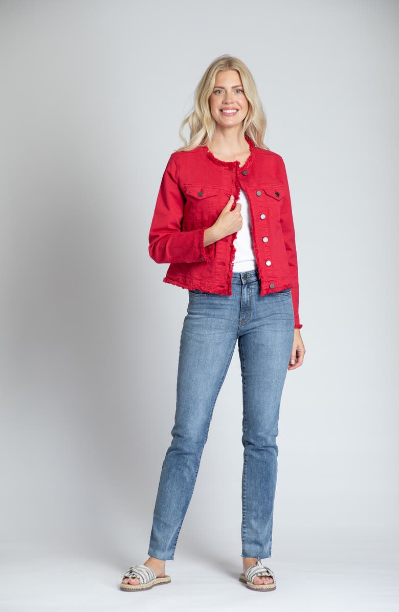 APNY Frayed Collarless Denim Jacket, Alternate, color,
