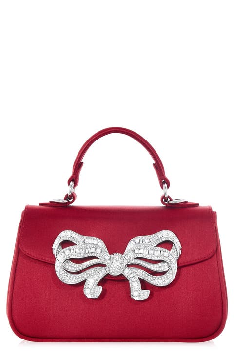 Satin Bow Top Handle Bag