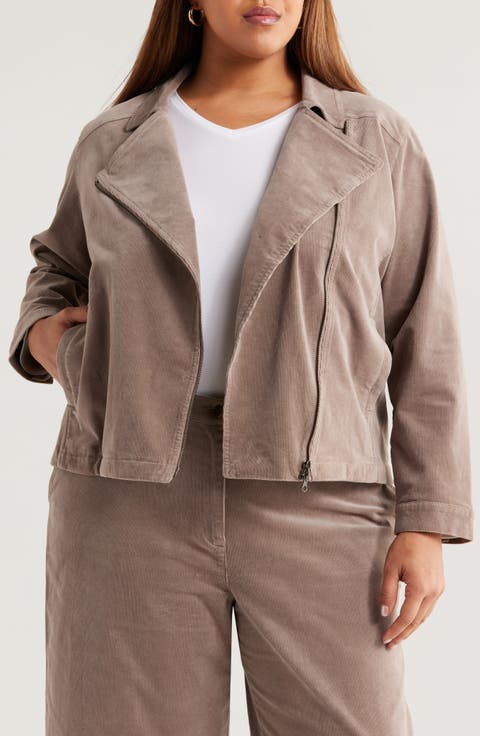 Stretch Cotton Corduroy Jacket (Plus)
