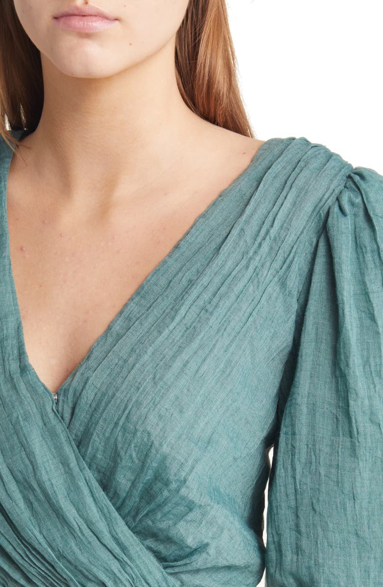 MOON RIVER Puff Sleeve Wrap Crop Top, Alternate, color,