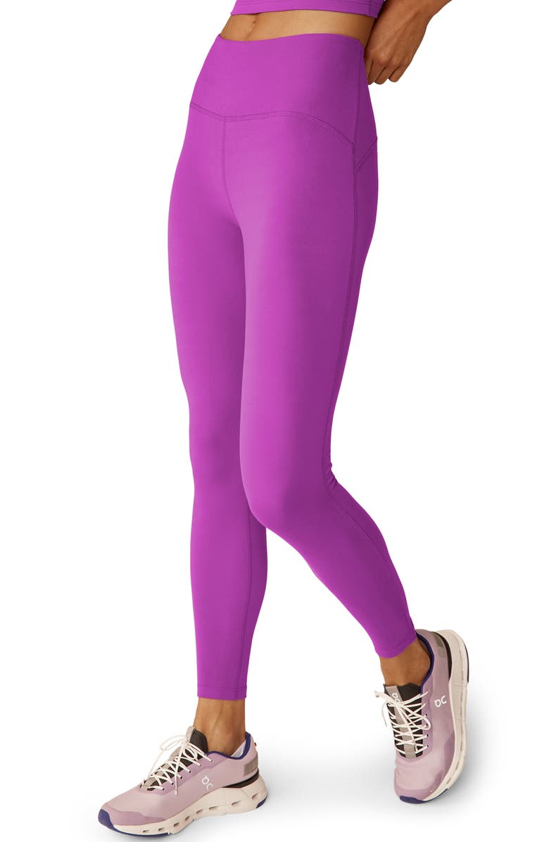 Beyond Yoga POWERBEYOND<sup>™</sup> Strive High Waisted Midi Leggings, Alternate, color, Violet Berry
