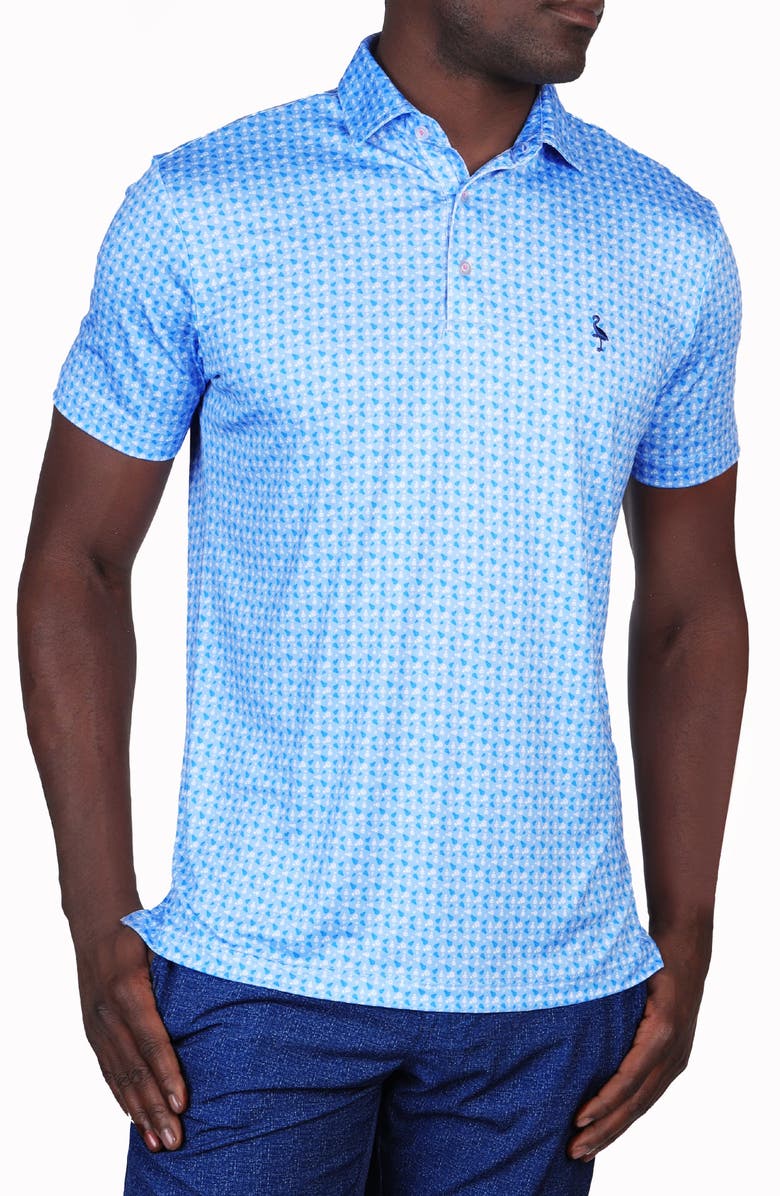 TailorByrd Badminton Print Performance Polo, Main, color, Blue Byrd
