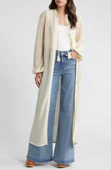 FRAME Open Knit Long Sleeve Maxi Sweater Dress