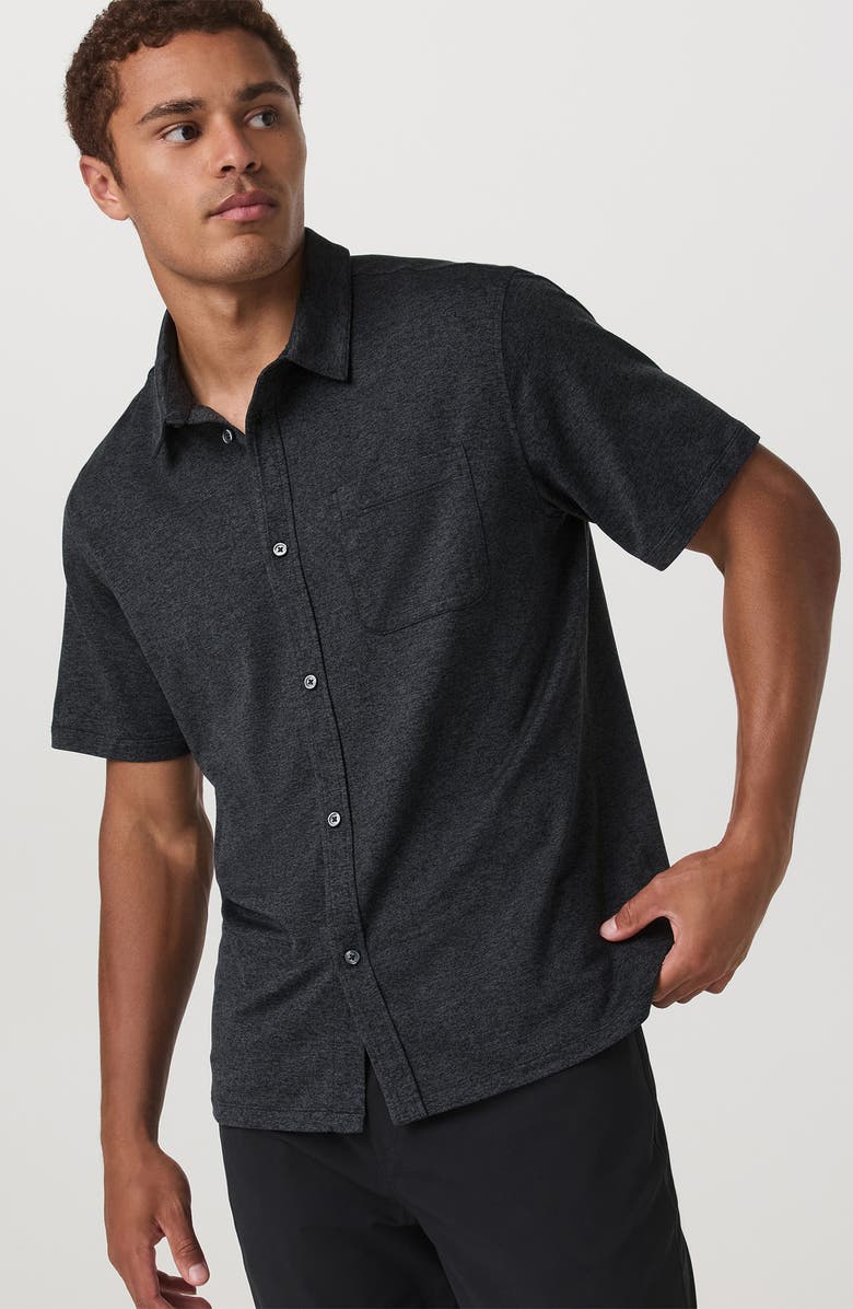 Vuori Ponto Short Sleeve Performance Button-Up Shirt, Alternate, color, Charcoal Heather