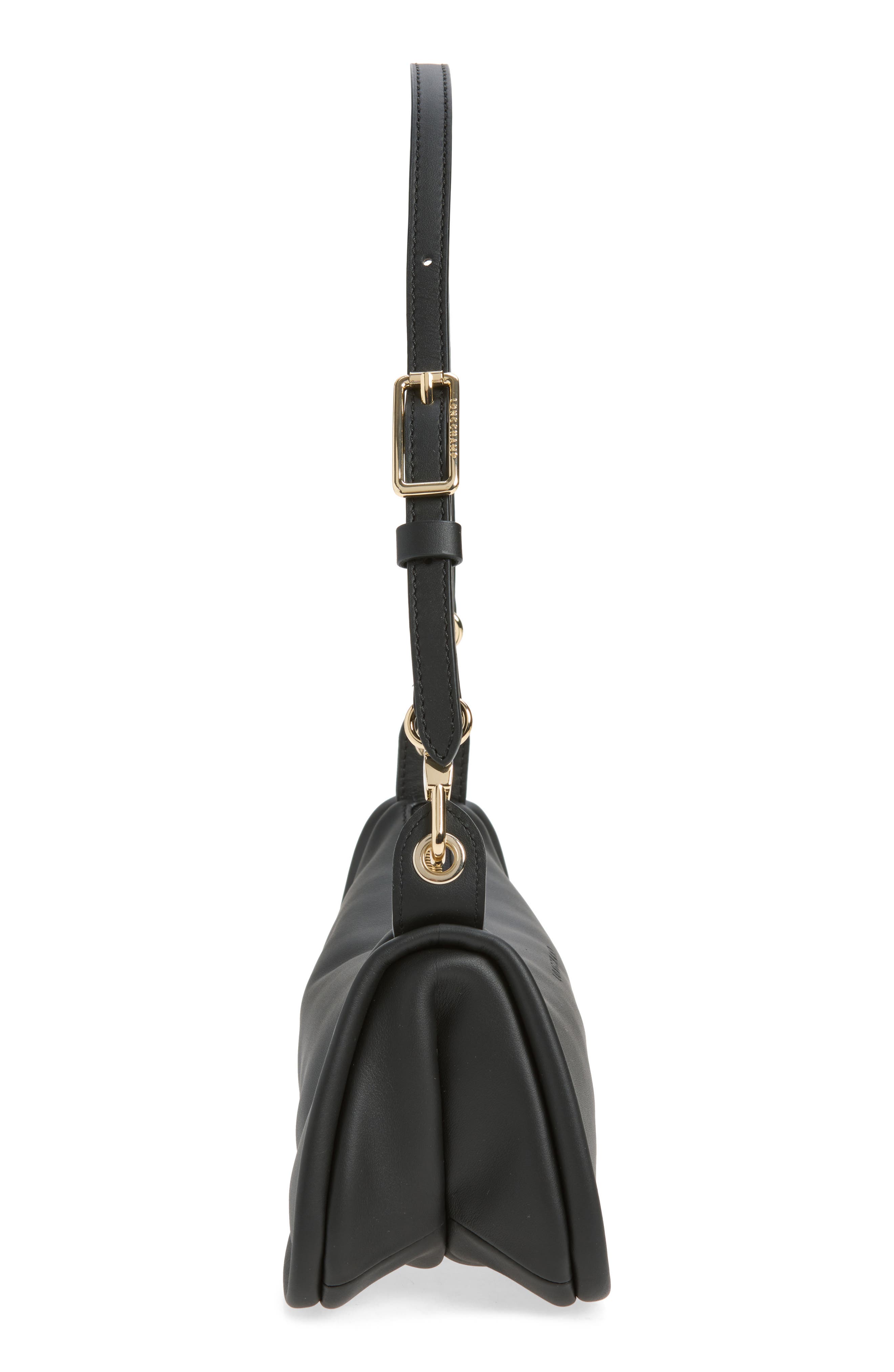 Roseau Leather Shoulder Bag, Alternate, color, BLACK
