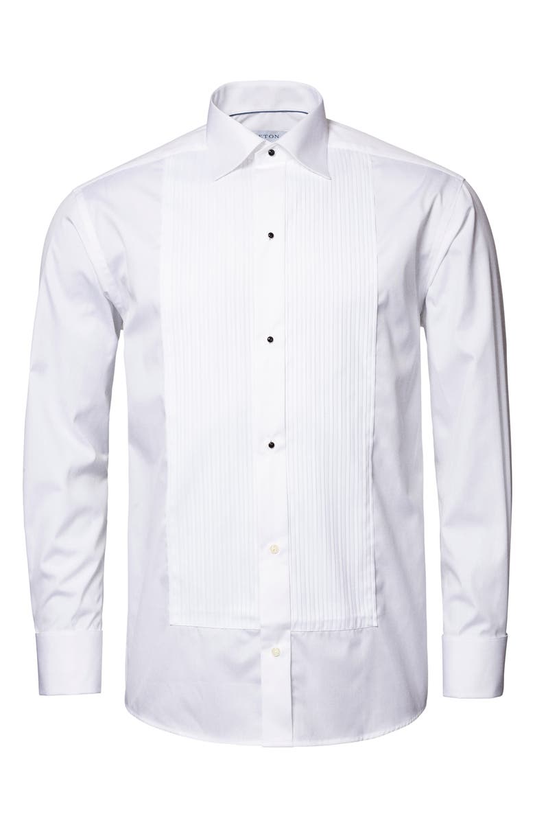 Eton Slim Fit Pleated Bib Tuxedo Shirt, Alternate, color, White