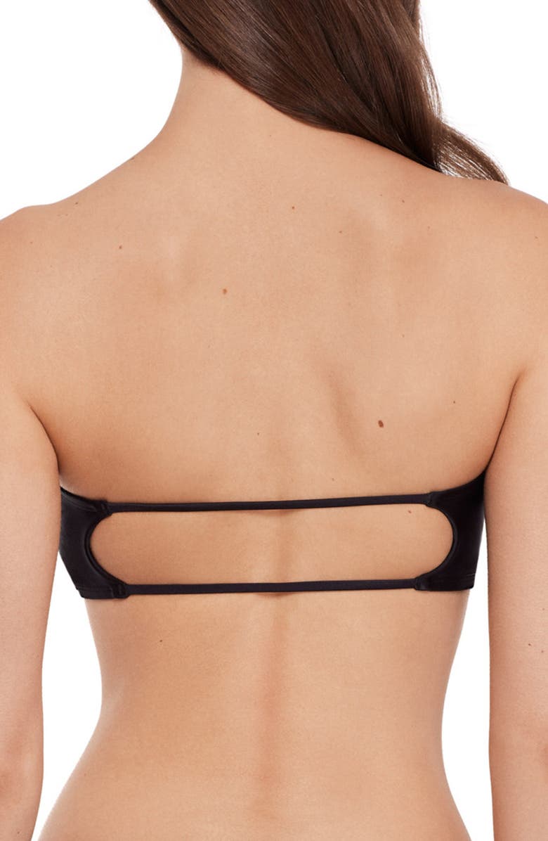 Steve Madden Beaded Cutout Strapless Bikini Top, Alternate, color, Raven Black