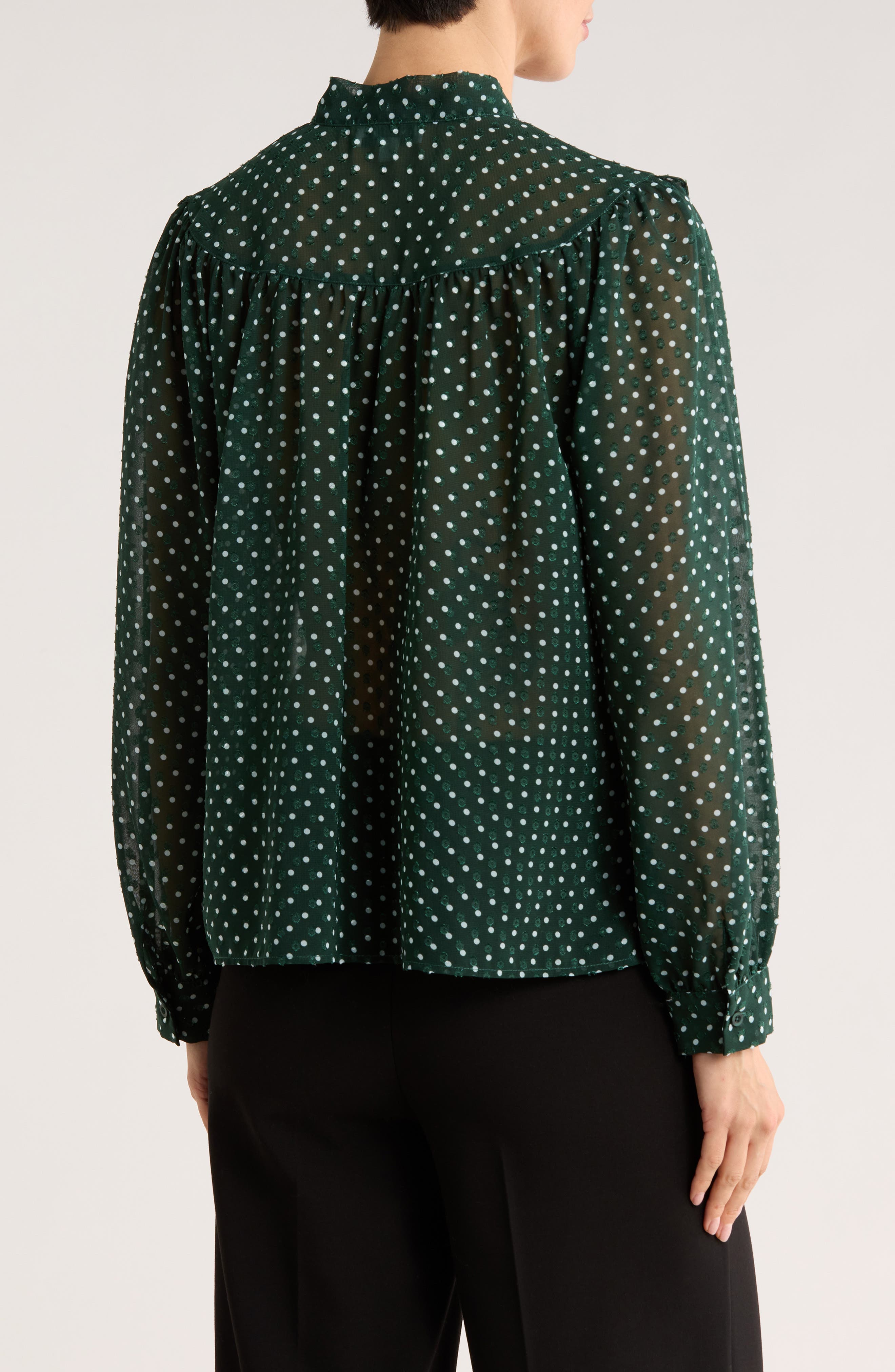 Tie Neck Button-Up Shirt - image 2
