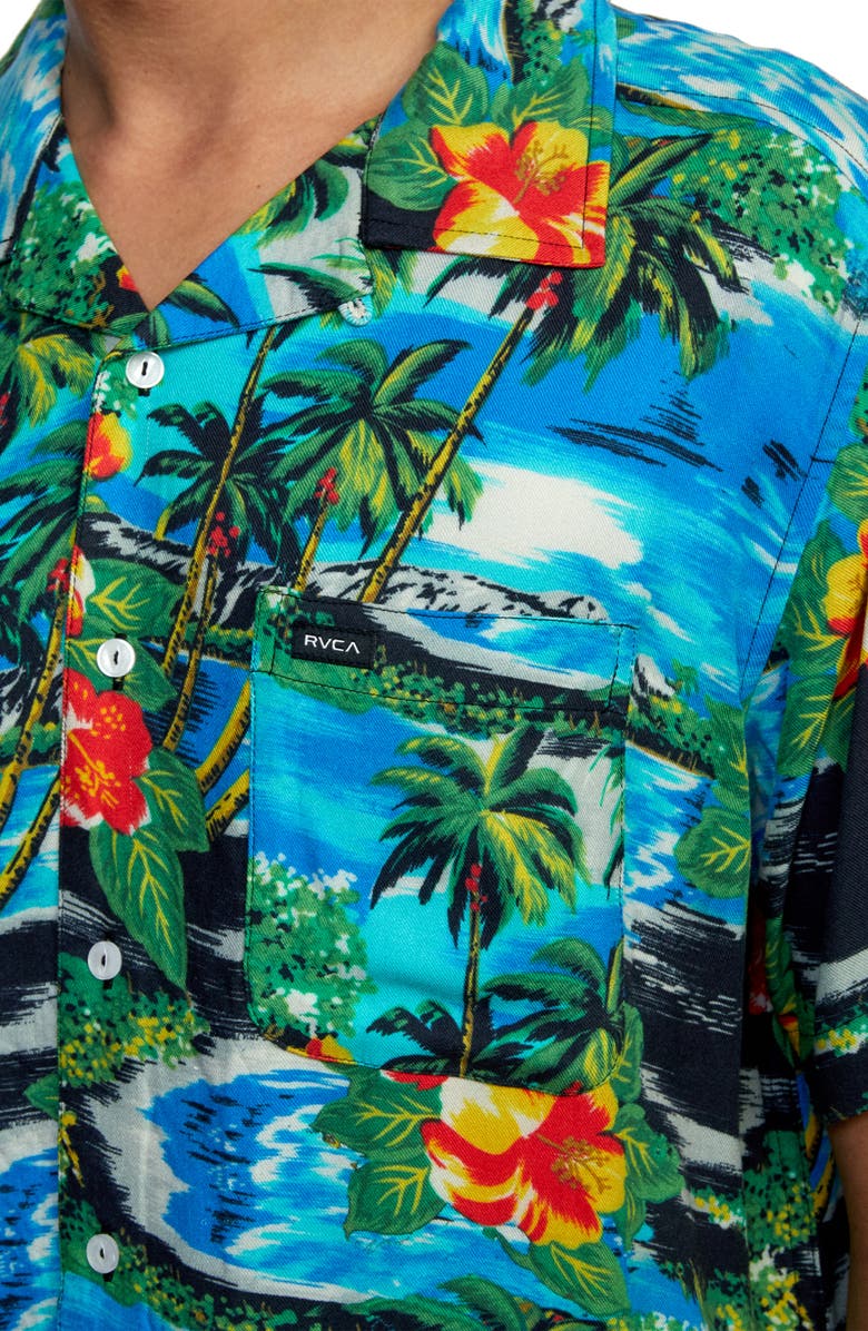 RVCA Kawela Tropical Short Sleeve Button-Up Shirt, Alternate, color, 