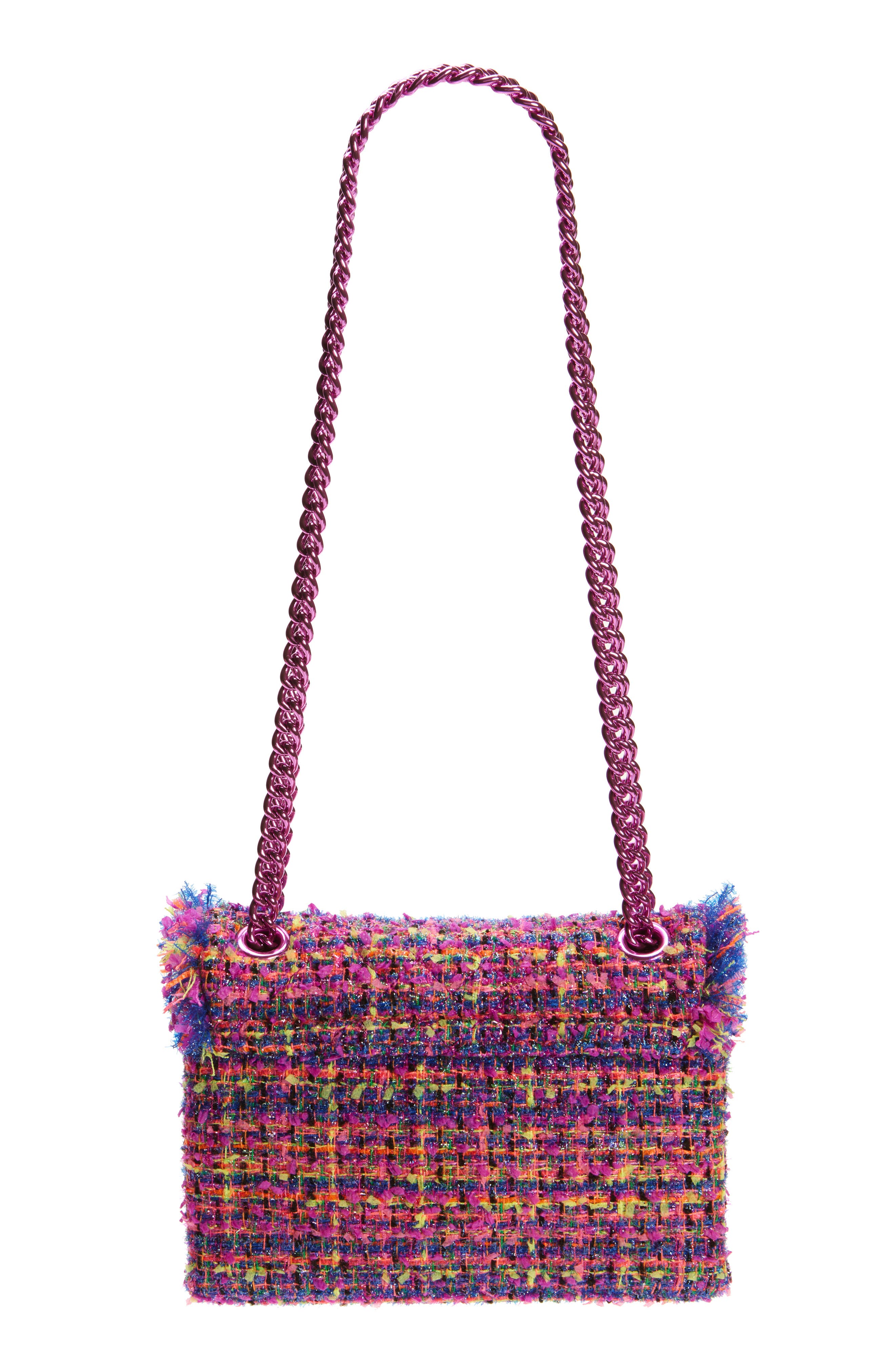 Kurt Geiger London Tweed Mini Bixton Shoulder Bag, Alternate, color, Fushia Cmb