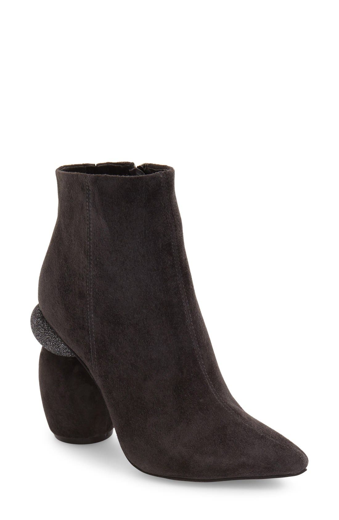 Sarcosa Bootie, Main, color, GREY SUEDE/ SILVER GLITTER